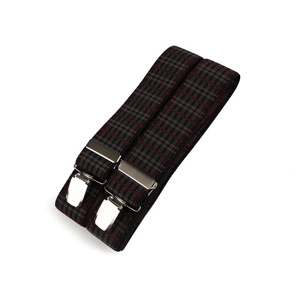 Traky na sponu šírka 3,5 cm - sivé-červené