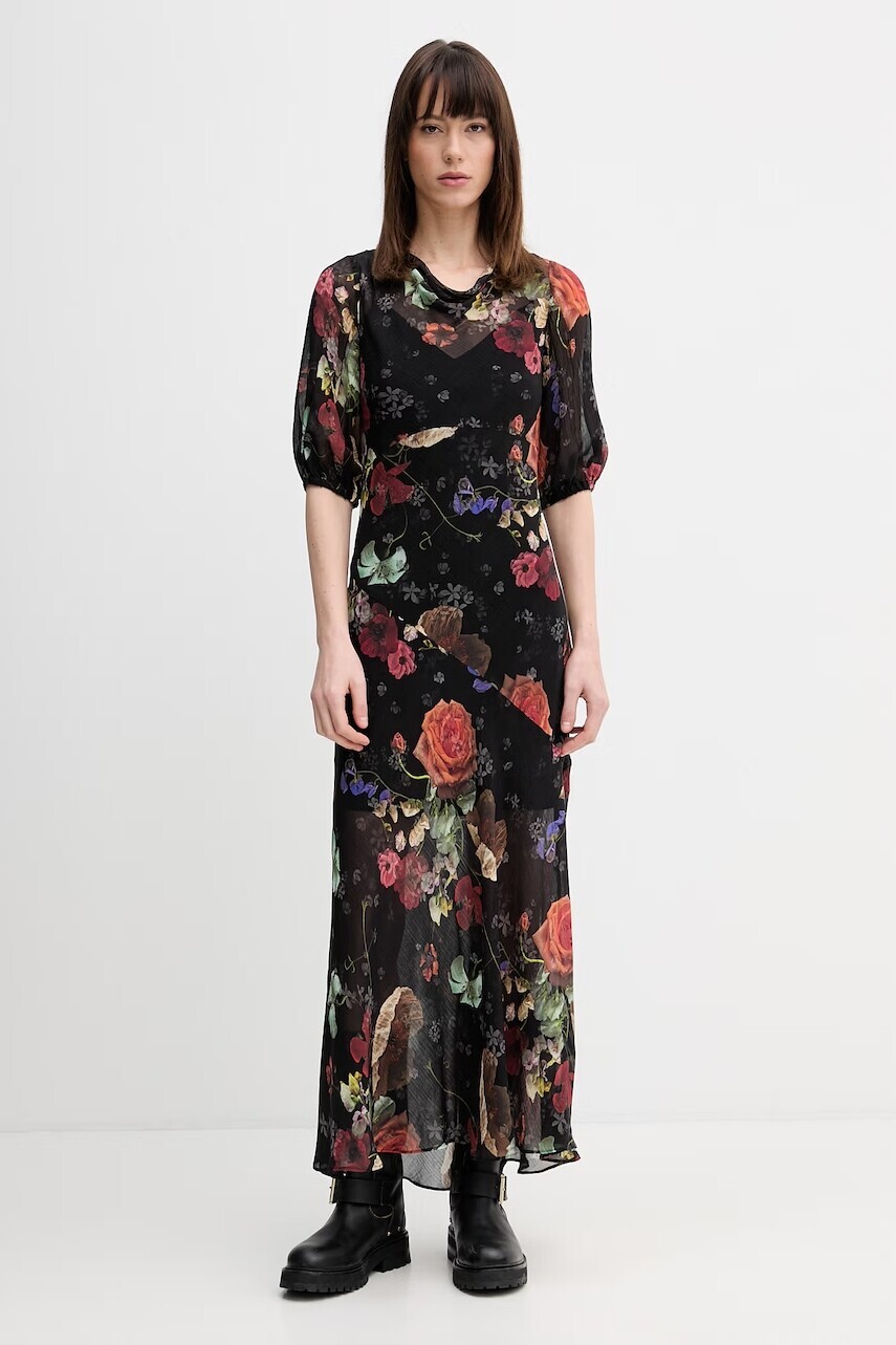 Šaty s prímesou hodvábu AllSaints TIWA