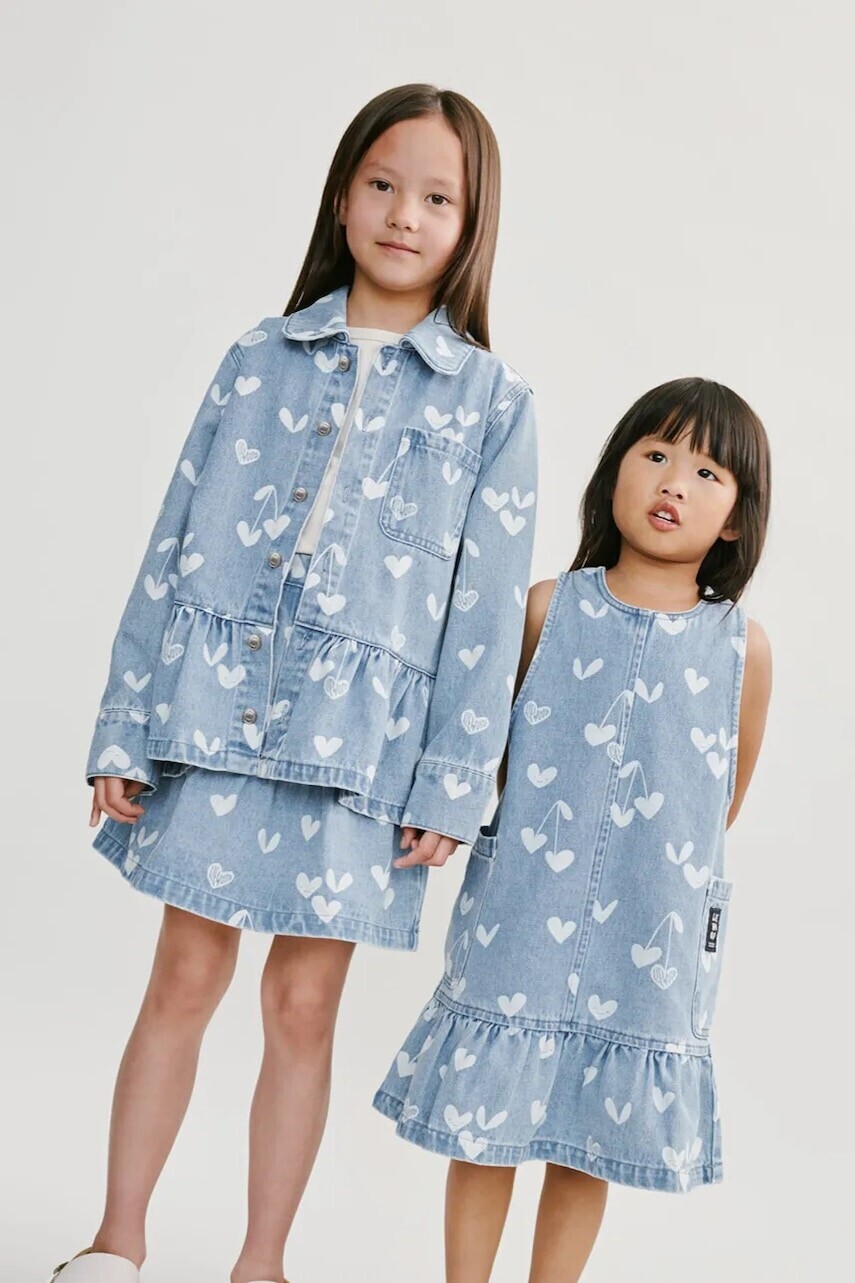 Dievčenské rifľové šaty Liewood Angelica Printed Denim frill Dress