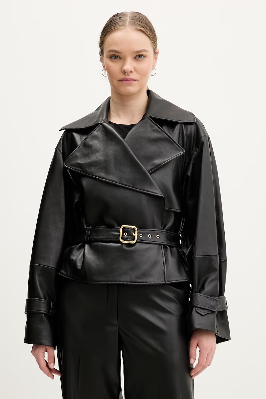 Kožená bunda HUGO Lanitte