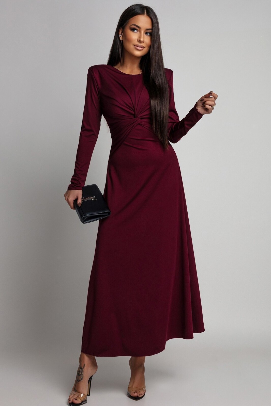 Azzurra Bordové spoločenské šaty s áčkovou sukňou Veľkosť: UNI