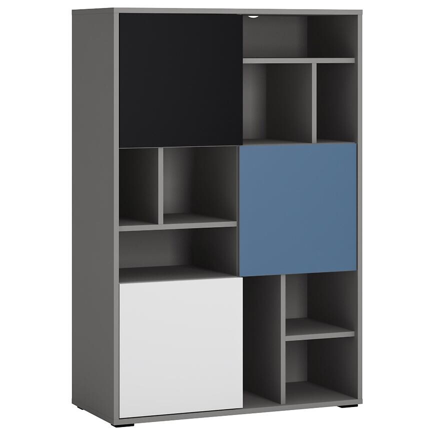 Regál Laser LASR02B 3D platinovo sivá/čierna perla/alpská biela/modrá