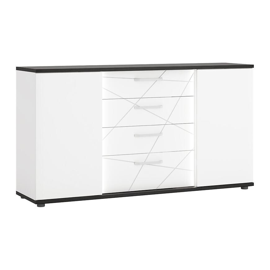 Komoda Venezia VENK01 2D4S biela alpská/dub vicenza čierna/mdf biela L