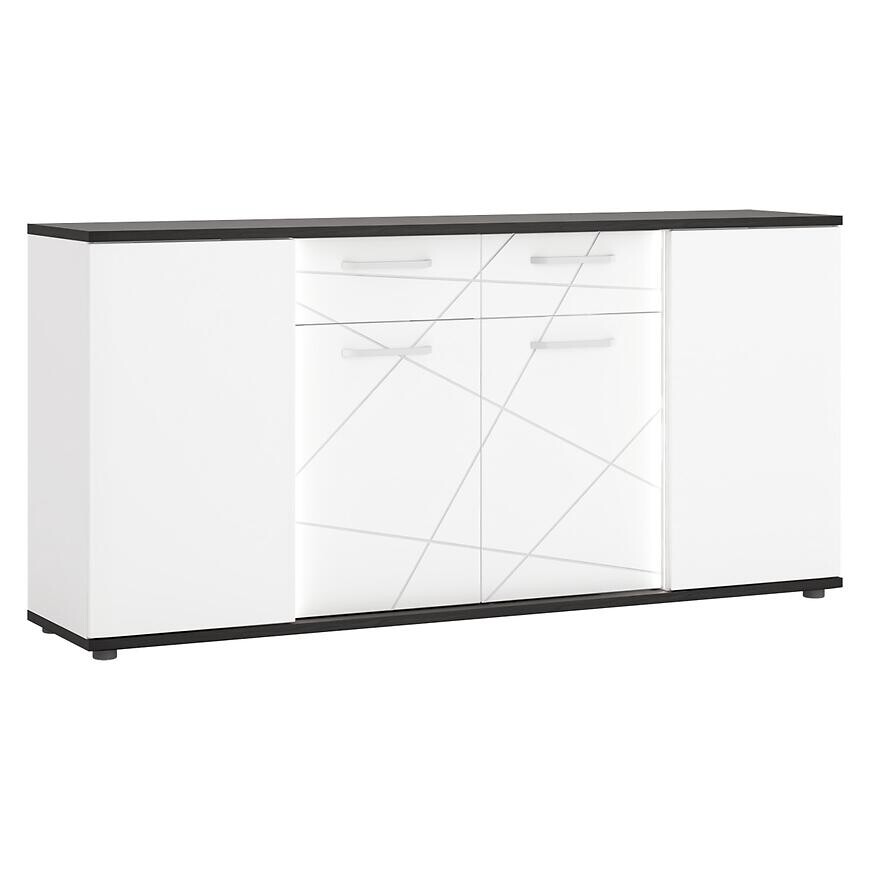 Komoda Venezia VENK02 4D2S biela alpská/dub vicenza čierna/mdf biela L