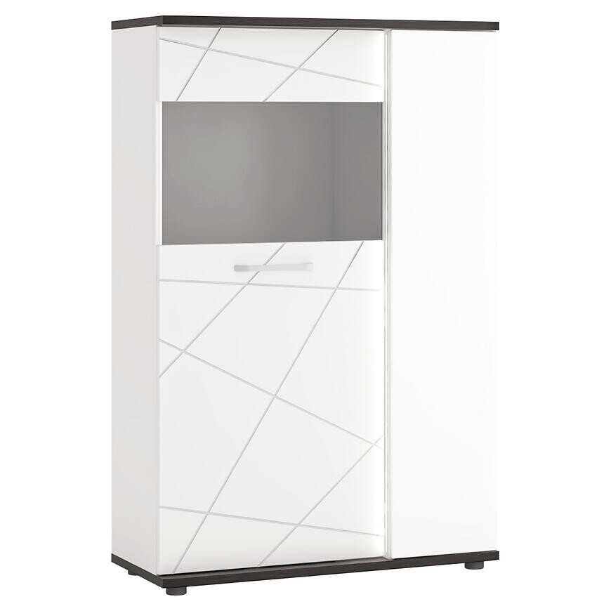 Vitrína Venezia VENV02R 2D alpská biela/dub vicenza čierna/mdf biela l