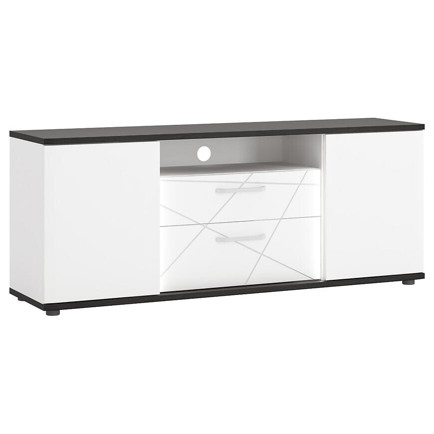 Komoda RTV Venezia VENF01 2D2S biela alpská/dub vicenza čierna/mdf biela L