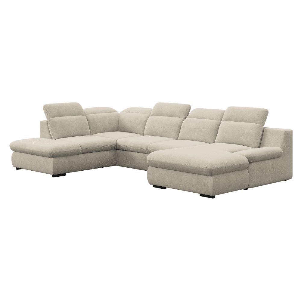 Rozkladacia sedacia súprava, piesková, ľavá, LORETA ROH U