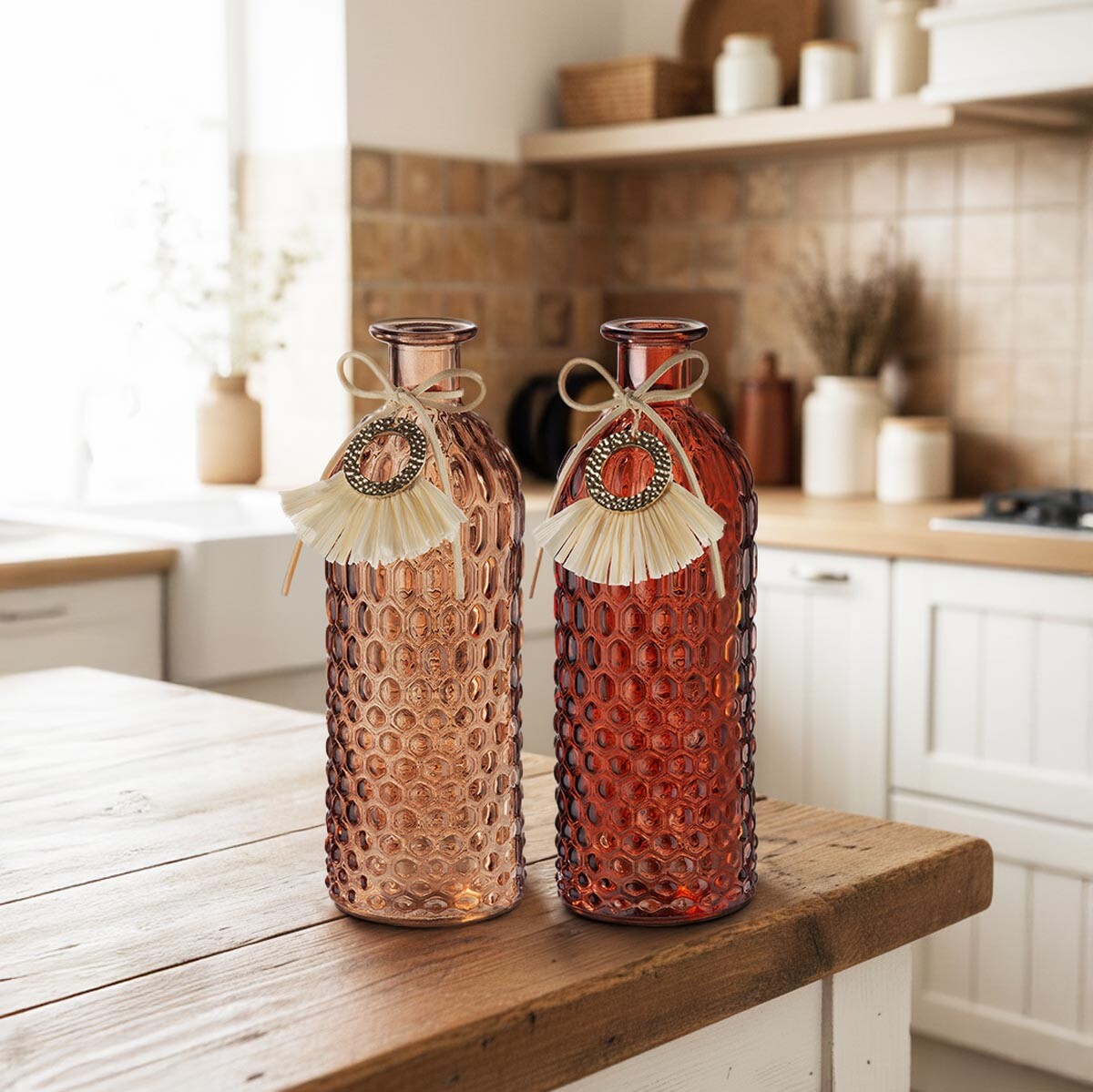 Váza Ibiza, ružová, sada 2 kusov