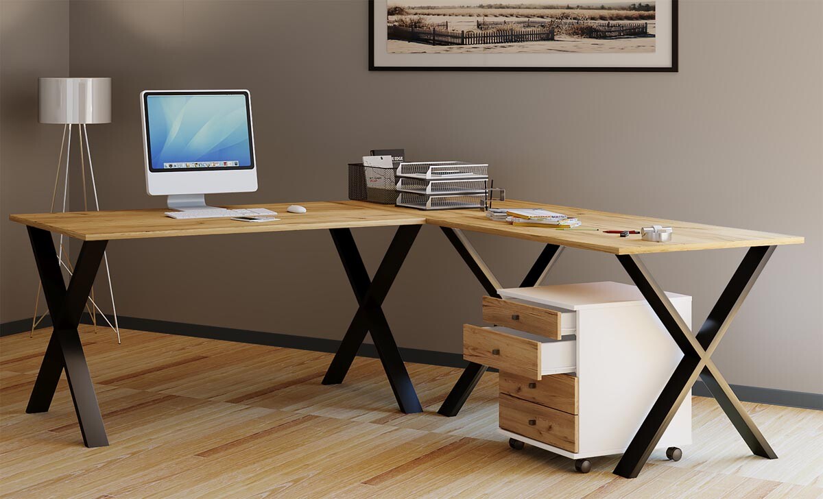 Stôl Lona 140x50 X-nohy, medový dub