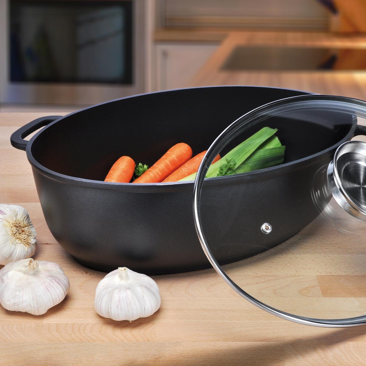 Hliníkový pekáč s pokrievkou, 39 x 26,5 x 18,8 cm