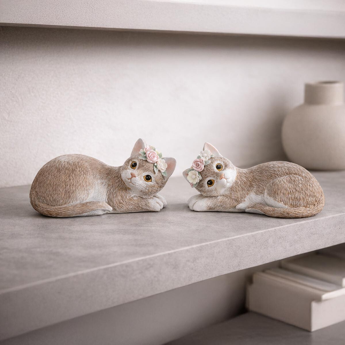 Dekoratívne sošky Mačky Nala, ležiace, sada 2 ks