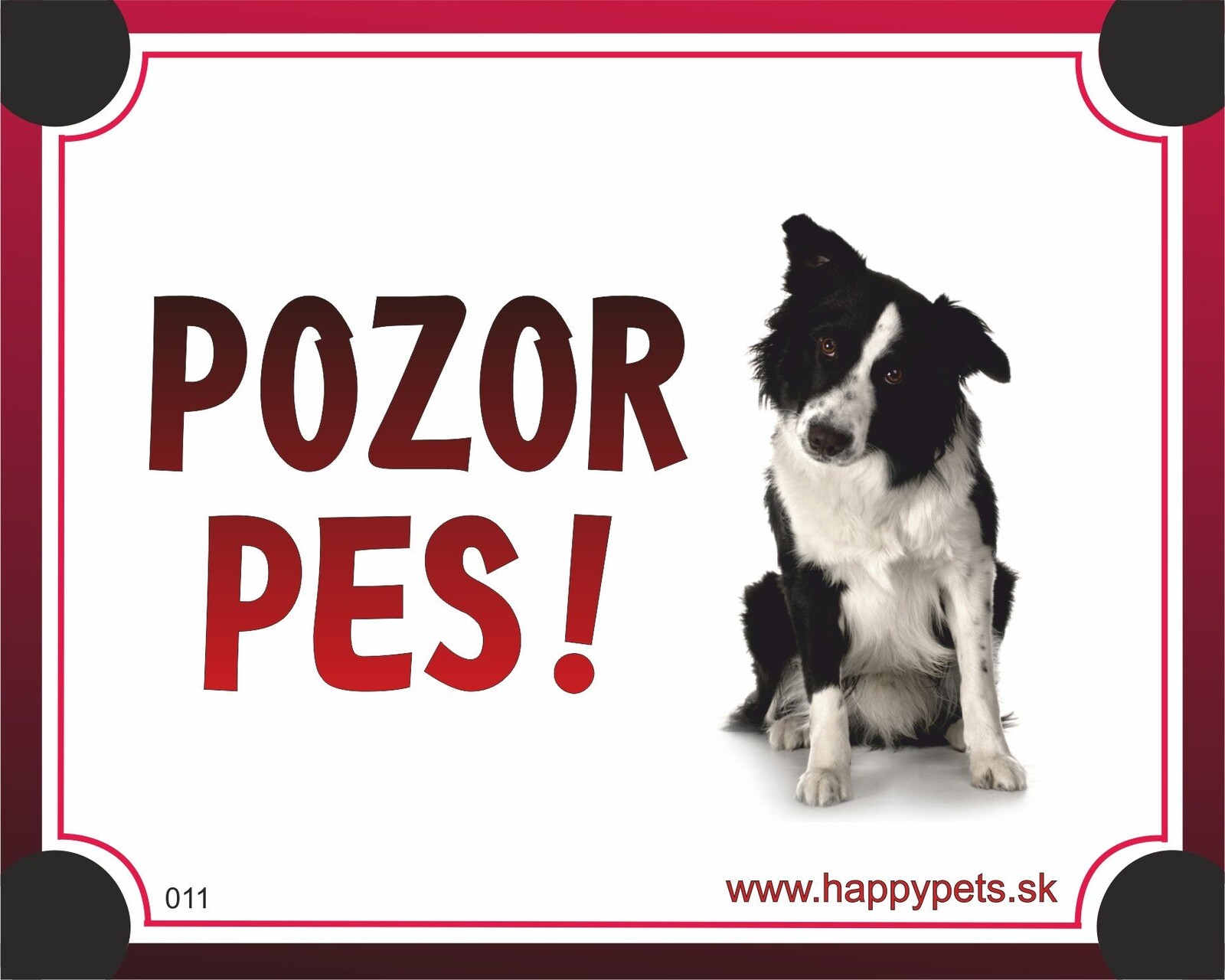 HP product for Happy Pets Tabulka POZOR PES  - border kolia