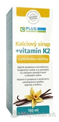 PLUS LEKÁREŇ Kalciový sirup s vitamínom K 2 150ml