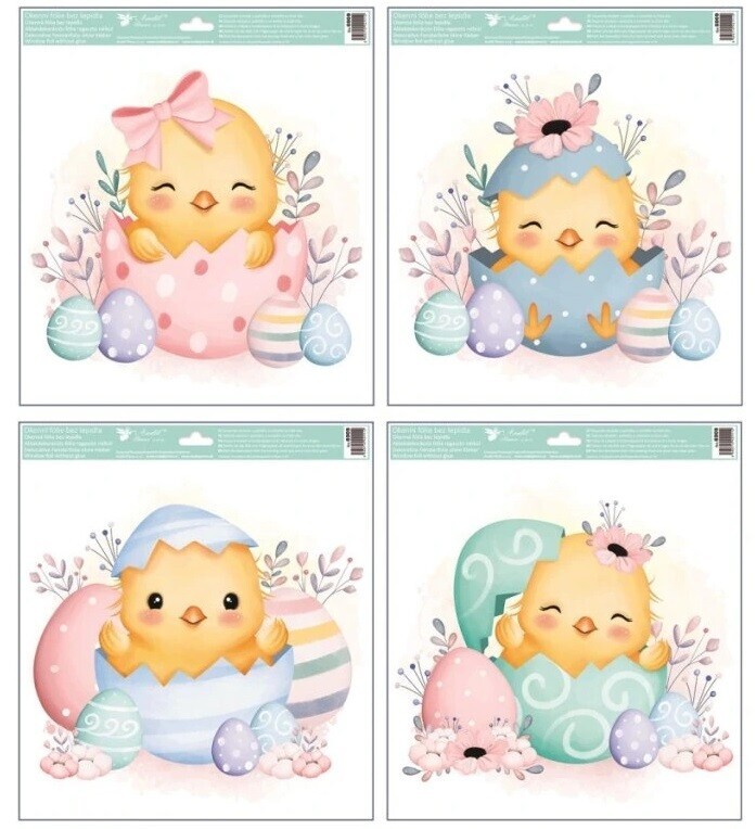 Veľkonočná fólia na okno s glitrami 4druhy