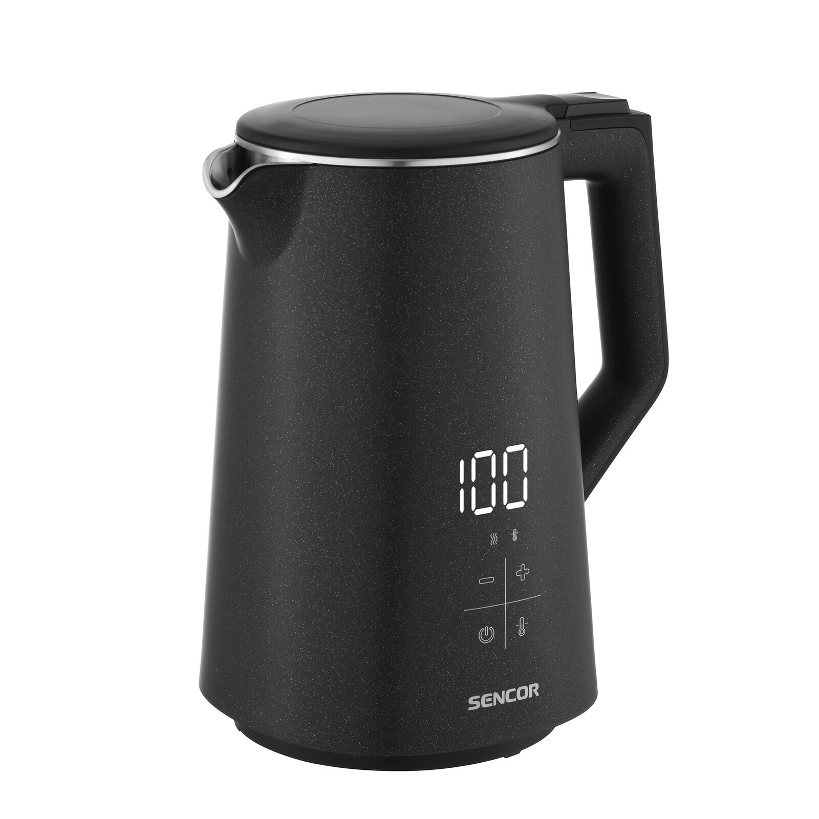 Sencor SWK 0600BK Rýchlovarná kanvica s premenlivou teplotou Regulácia teploty vody od 40 do 100 °C, Dvojitý plášť kanvice Cool Touch, Dotykový