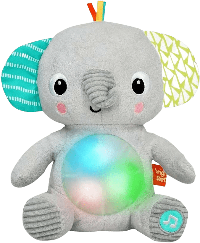 BRIGHT STARTS Hračka plyšová hudobná svietiaca Hug-a-bye Baby™ - sloník
