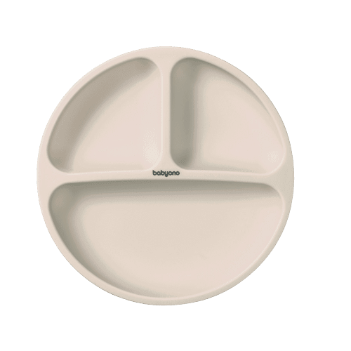 BABYONO Tanier silikónový s prísavkou - beige 6m+
