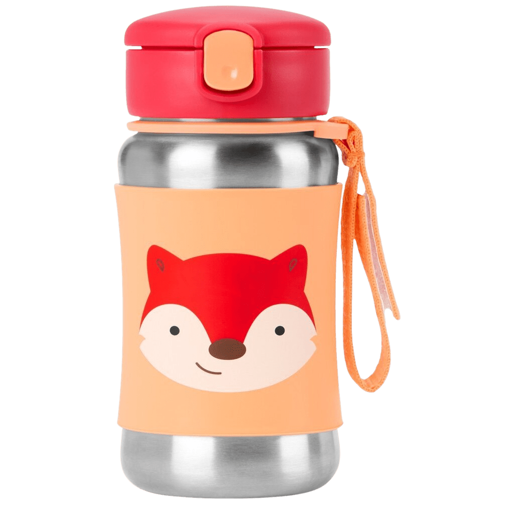 SKIP HOP Spark Style Fľaša s brčkom na vodu Líška 12m+ 350 ml