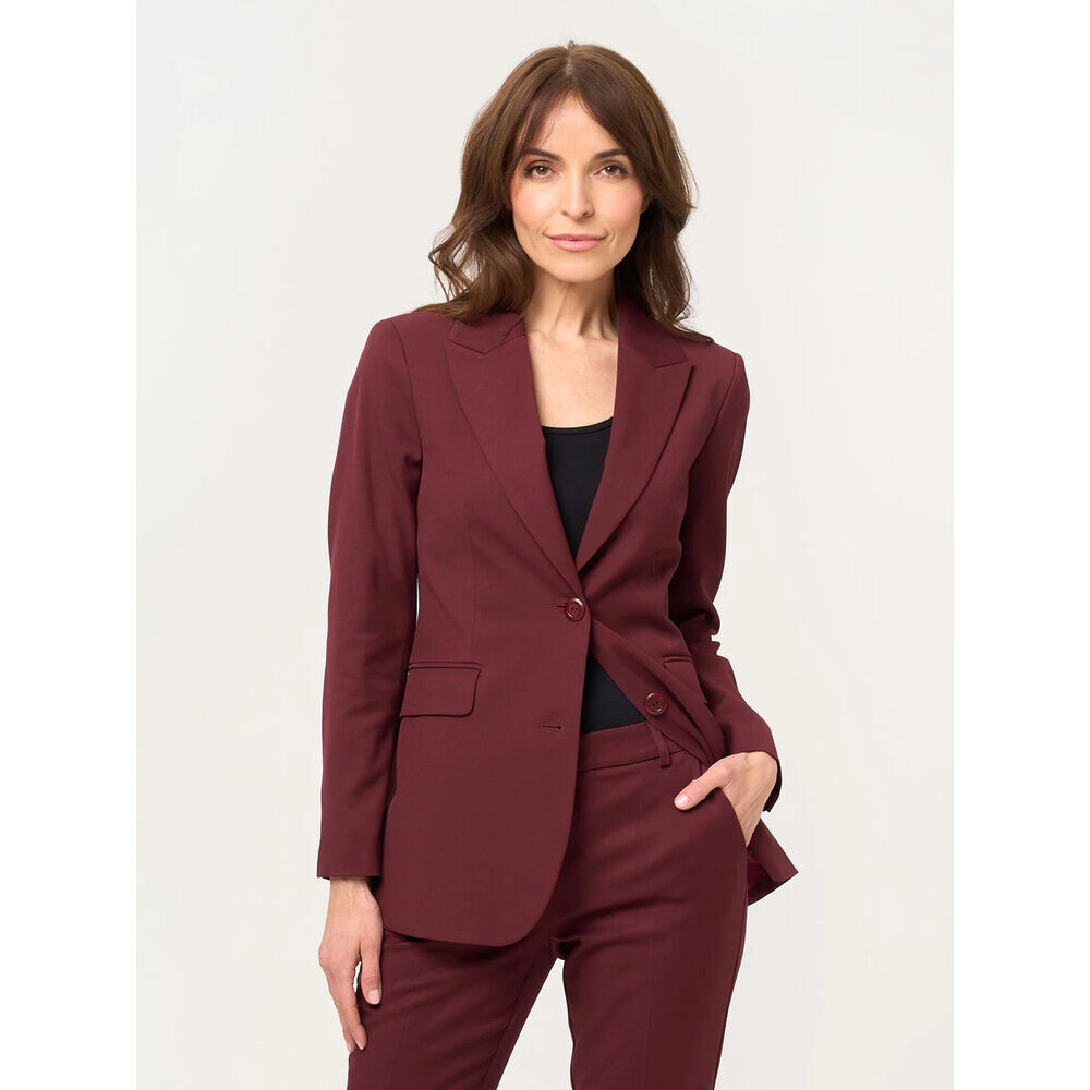 Dámske bordové sako so zapínaním na dva gombíky 19593