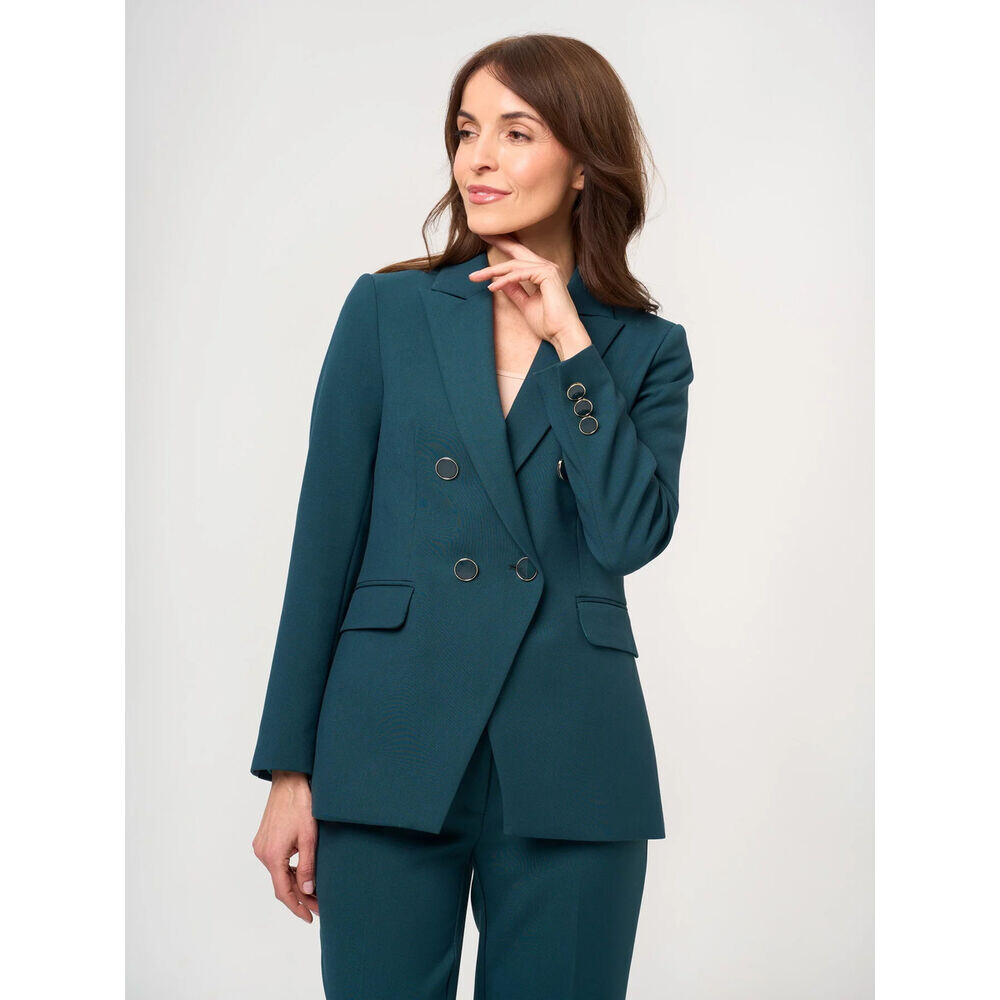 Dámske dvojradové sako tmavozelené s hladkým vzorom 19594