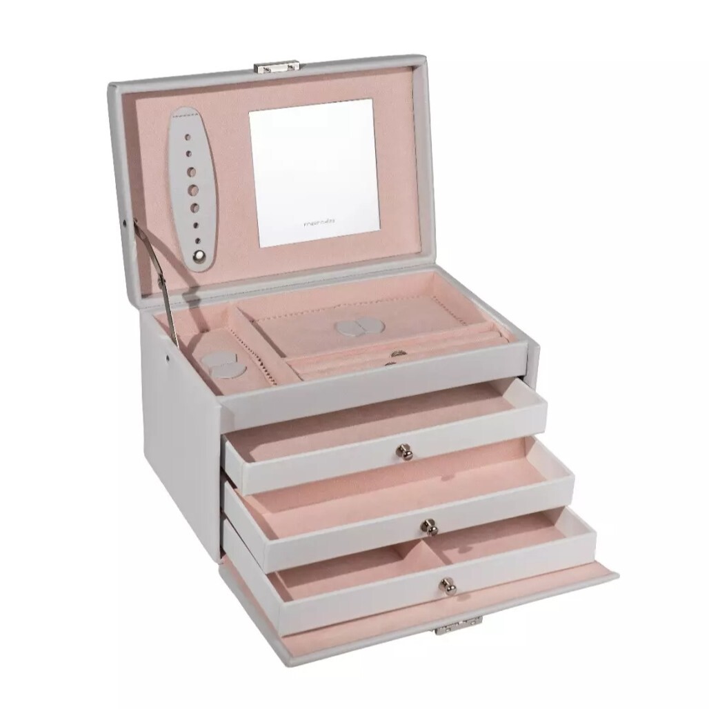 Friedrich Lederwaren Luxusná šedá šperkovnica Classico Rosé 23238-11
