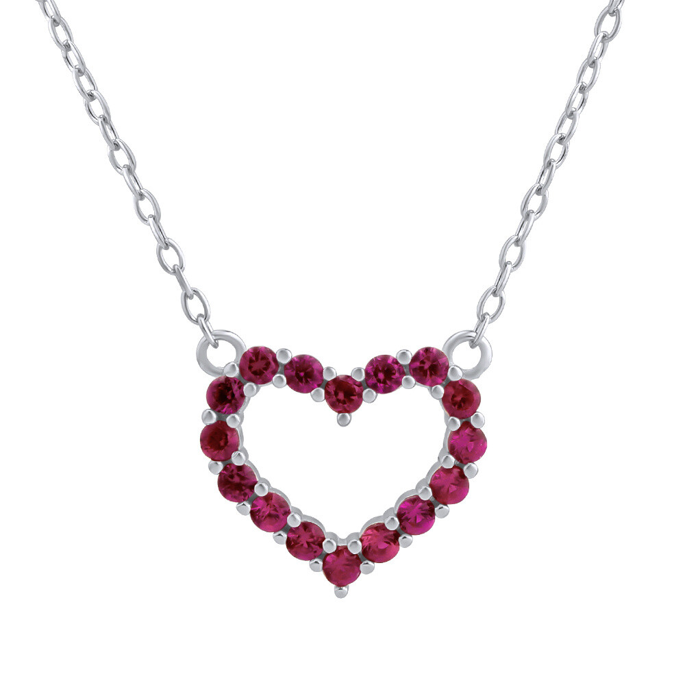 Silvego Strieborný náhrdelník srdca Patty s ružovými Brilliance Zirconia JJJN0685R