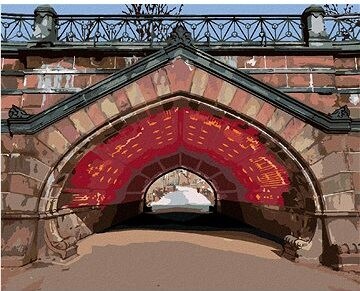 Zuty - Maľovanie podľa čísel - Červený oblúk a most (Ted Davis), 80 x 100 cm, plátno + rám