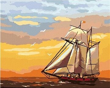 Zuty – Maľovanie Podľa Čísel – Plachetnica V Západe Slnka (D. Rusty Rust), 80 × 100 cm, Plátno + Rám