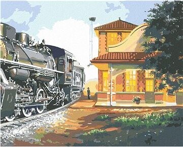 Zuty – Maľovanie podľa čísel – Vlak a nádražie (D. Rusty Rust), 80 × 100 cm, plátno + rám