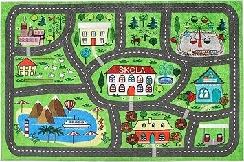 BELLATEX A 3040/202 Koberec fototisk 100 × 150 cm, autíčková dráha