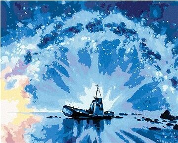 Zuty – Maľovanie Podľa Čísel – Opustená Loď A Mliečna Dráha, 80 × 100 cm, Plátno + Rám