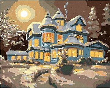 Zuty – Maľovanie podľa čísel – Zasnežený modrý dom (D. Rusty Rust), 80 × 100 cm, plátno + rám