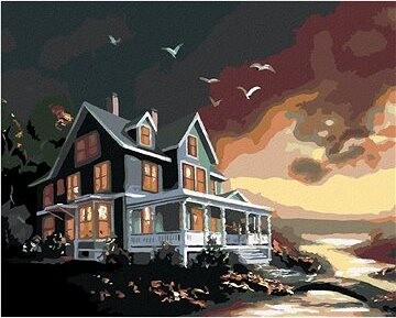 Zuty – Maľovanie Podľa Čísel – Zelený Dom Po Zotmení (D. Rusty Rust), 80 × 100 cm, Plátno + Rám