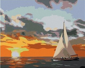 Zuty – Maľovanie Podľa Čísel – Plachetnica A Západ Slnka Na Mori (D. Rusty Rust), 80 × 100 cm, Plátno + Rám