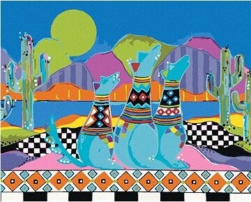 Zuty – Maľovanie Podľa Čísel – Vyjúce Psy Na Púšti (Jonna James), 80 × 100 cm, Plátno + Rám