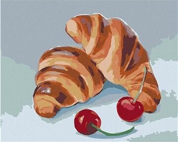 Zuty – Maľovanie Podľa Čísel – Croissant A Čerešne (Myroslava Voloschuk), 80 × 100 cm, Plátno + Rám