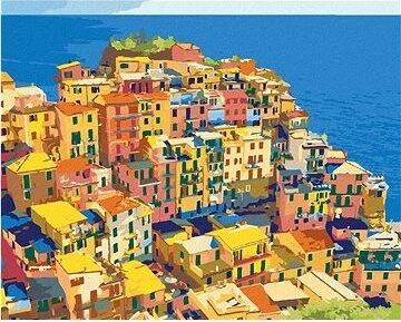 Zuty – Maľovanie Podľa Čísel – Domy V Národnom Parku Cinque Terre, 80 × 100 cm, Plátno + Rám
