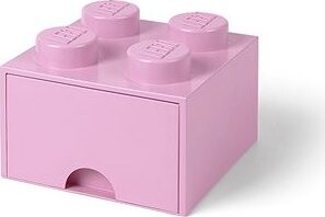 LEGO Úložný box 4 so zásuvkou – svetlo ružová