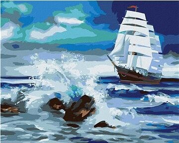 Zuty – Maľovanie podľa čísel – Plachetnica plávajúce na útes (D. Rusty Rust), 80 × 100 cm, plátno + rám