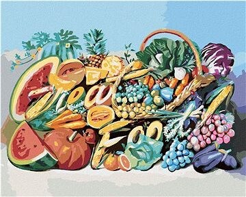 Zuty – Maľovanie podľa čísel – Košík, ovocie a zelenina (D. Rusty Rust), 80 × 100 cm, plátno + rám