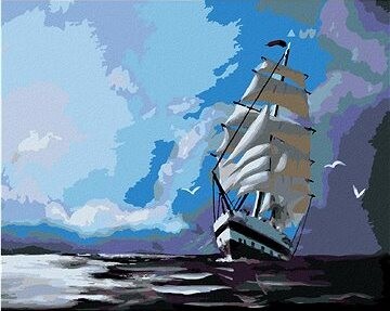 Zuty – Maľovanie podľa čísel – Plachetnica a mraky (D. Rusty Rust), 80 × 100 cm, plátno + rám