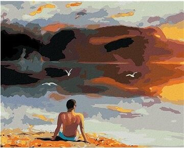 Zuty – Maľovanie podľa čísel – Muž a západ slnka pri vode (D. Rusty Rust), 80 × 100 cm, plátno + rám