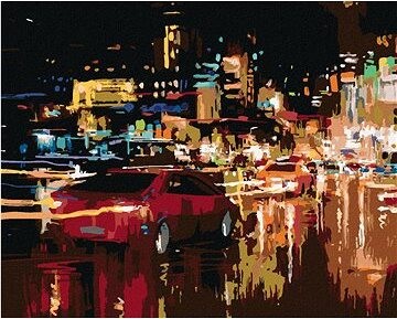 Zuty – Maľovanie Podľa Čísel – Osvetlené Nočné Mesto, 80 × 100 cm, Plátno + Rám