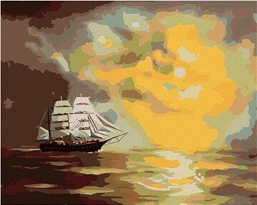 Zuty – Maľovanie podľa čísel – Plachetnica a slnko v mrakoch (D. Rusty Rust), 80 × 100 cm, plátno + rám