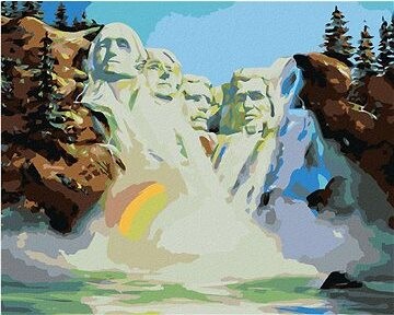 Zuty – Maľovanie podľa čísel – Vodopád, dúha a prezidenti USA (D. Rusty Rust), 80 × 100 cm, plátno + rám