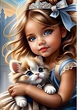 Norimpex Dievča s mačkou 30 × 40 cm