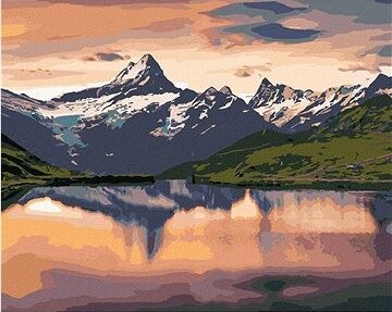 Zuty – Maľovanie Podľa Čísel – Východ Slnka Na Jazere Bachalpsee, 80 × 100 cm, Plátno + Rám