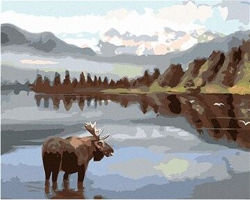 Zuty – Maľovanie podľa čísel – Los stojaci vo vode (D. Rusty Rust), 80 × 100 cm, plátno + rám