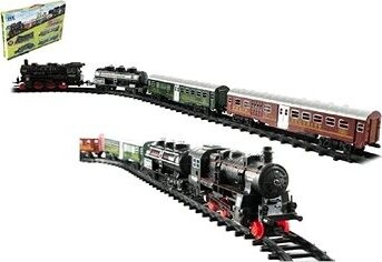 Vlak + 3 vagóny s koľajnicami