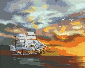 Zuty – Maľovanie podľa čísel – Veľká plachetnica po súmraku (D. Rusty Rust), 80 × 100 cm, plátno + rám